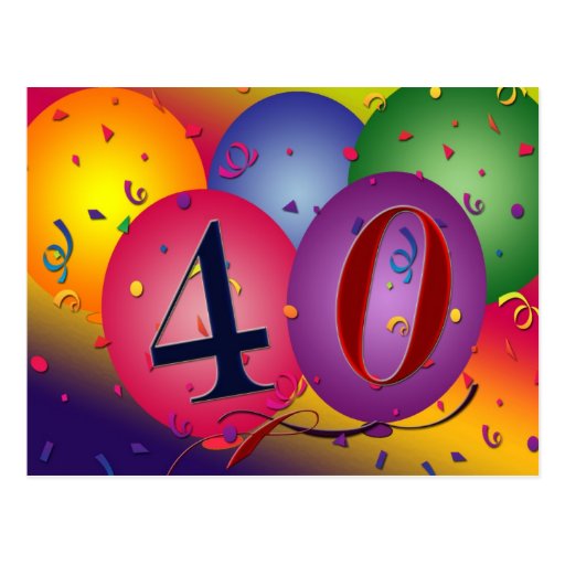40th födelsedagsfestvykortinbjudan