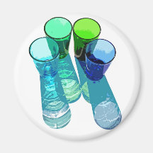 4 färgade coctail sköt exponeringsglas - stil 8 magneter för kylskåp