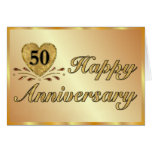 50th årsdag - guld hälsningskort