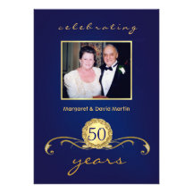 50th Årsdagpartyinbjudningar - kungliga blått
