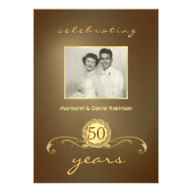 50th Årsdagpartyinbjudningar - vintageguld