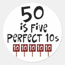 50th födelsedaggåvor, 50 är 5 perfekta 10s! klistermärken