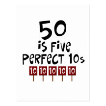 50th födelsedaggåvor, 50 är 5 perfekta 10s! vykort
