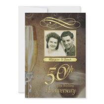 50th Inbjudningar för foto för årsdagpartyvintage