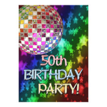 50th party med diskoboll och regnbågen av stjärnor personliga tillkännagivanden