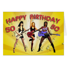 50th Rockin födelsedag med ett flickamusikband Kort