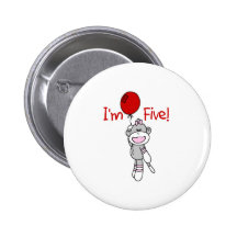 5th födelsedag för sock monkey pins