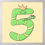 5th Födelsedagtecknad som är grön Posters