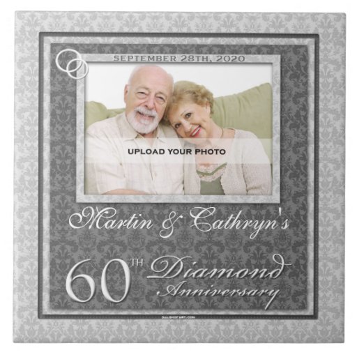 60th Diamantbröllopfotoet belägger med tegel Kakel