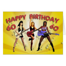 60th Rockin födelsedag med ett flickamusikband Hälsnings Kort
