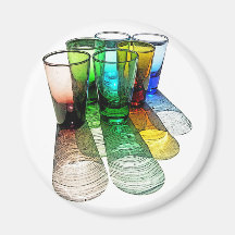 6 färgade coctail sköt exponeringsglas - stil 7 magnet för kylskåp