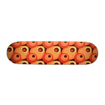 70-tal som överlappar disko, cirklar orange och rö skate board