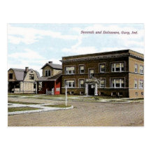7:e & Delaware, Gary, Indiana Vykort