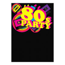 80-talparty inbjudningskort