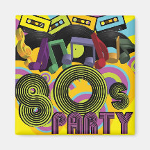 80-talparty magnet för kylskåp