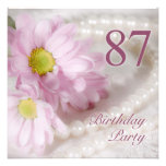 87th Birthday party invitation with daisies