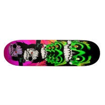 901 grästeckendöskallar & monsterögon skate board
