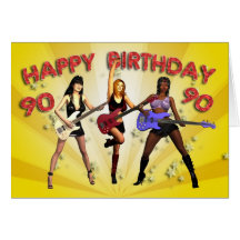 90:e Rockin födelsedag med ett flickamusikband Kort