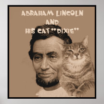 Abraham Lincoln och hans katt "Dixie ", Print