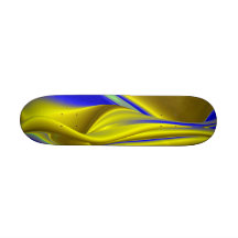Abstract in gold-gelb blau skateboard deck