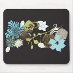 Abstrakt blått- och gröntblommor Mousepad Musmattor