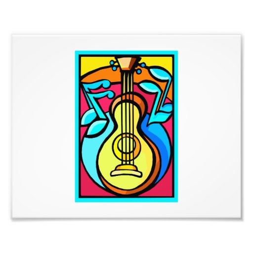 Abstrakt gitarr och grafisk design för musik noter fototryck