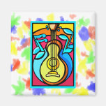 Abstrakt gitarr och grafisk design för musik noter magnet för kylskåp