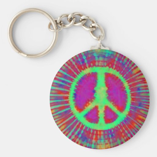 Abstrakt Psychedelic Tie-Färg fredstecken Nyckel Ring