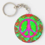 Abstrakt Psychedelic Tie-Färg fredstecken Nyckel Ringar