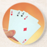 Aces-in-hand1892 CARDS LEKAR P för ESSPOKERDOBBLER Glasunderlägg