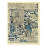 Act9 Kanadehon Chushingura vid Katsushika, Hokusai Vykort