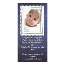adoptionmeddelandephotocard hälsningskort med foto
