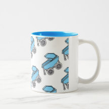 Adorable Cute Carriage Baby Boy Shower Mugs