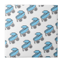 Adorable Cute Carriage Baby Boy Shower Tiles