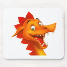 Adorable Dragon Face With Green Eyes Mouse Pads