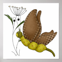 Affisch-Blommor och fjärilar