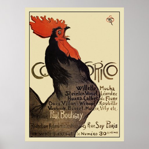 AFFISCH: Cocorico tupp vid den Steinlen art nouvea