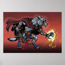Affisch för fantasiWerewolfkämpe