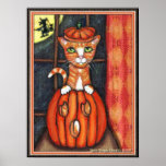 Affisch för Halloween orange tabby kattkonst