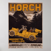 Affisch för HORCH-biladvertizing