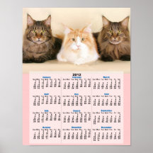 Affisch för kalender för Maine coonkatter 2012