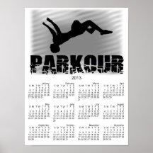 Affisch för kalender för Parkour idrottsman 2013
