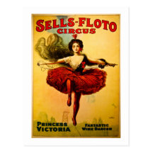 Affisch för vintagesells-Flotocirkus Vykort