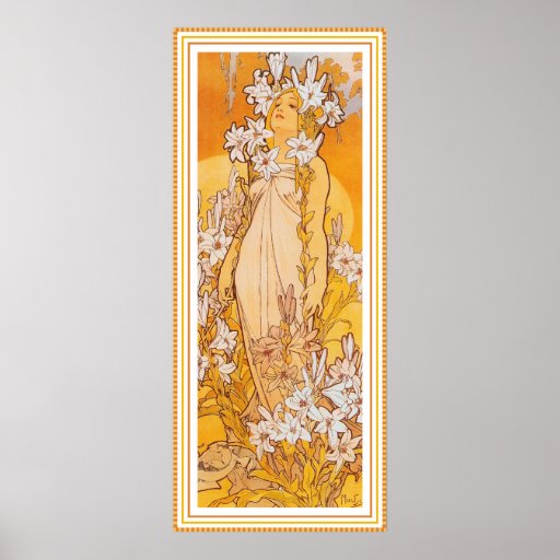 Affisch/tryck: Mucha - blommor - lilja
