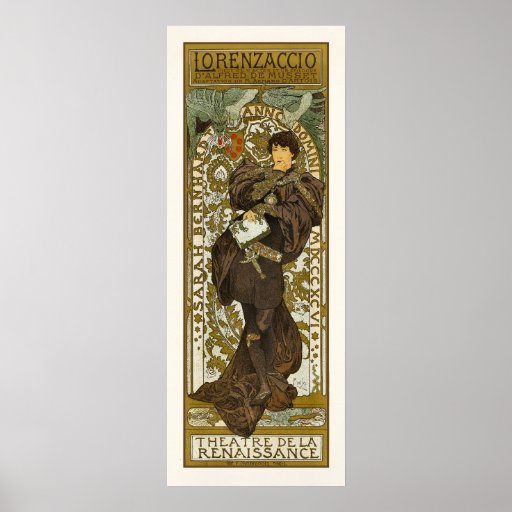 Affisch/tryck: Mucha - Lorenzaccio - art nouveau