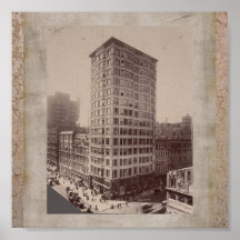 Affisch-Vintage Chicago-Tillit byggnad