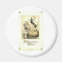 Affischer för klassiker för kort för vintageHallow Kylskåpsnagnet