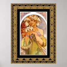 Affischvintagekonst Alphonse Mucha med ramen