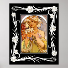 Affischvintagekonst Alphonse Mucha med ramen
