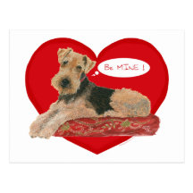 Airedale/walesisk Terriervalentin Vykort